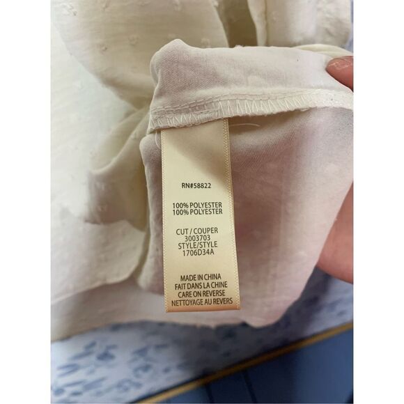 Max Studio Smocked Long Sleeve Blouse Ecru Ivory Size S - Picture 8 of 9